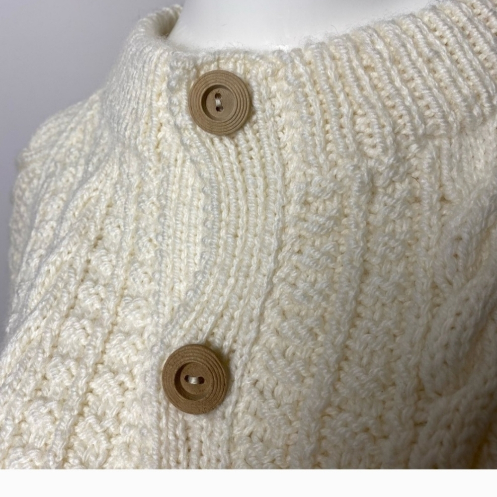 Chunky Hand Knit Wool Cardigan Cream - Picture 5 of 9